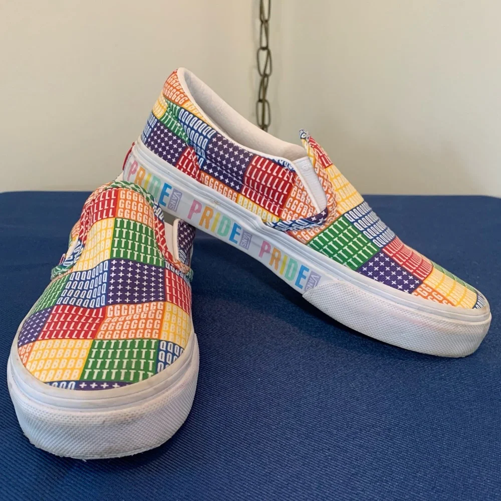 Vans Unisex Rainbow Pride Classic Slip-On Sneakers - Picture 1 of 11